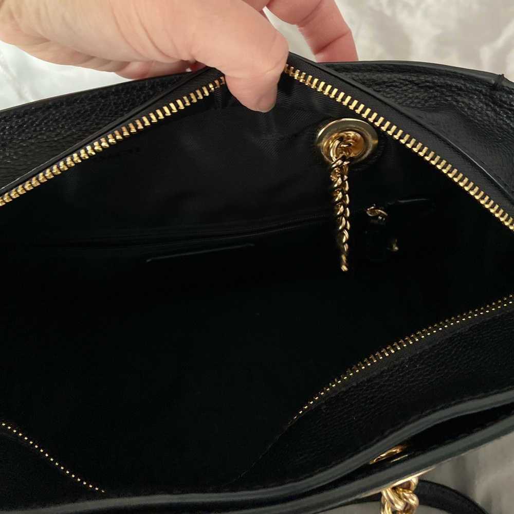 Coach black with gold chain shoulder bag